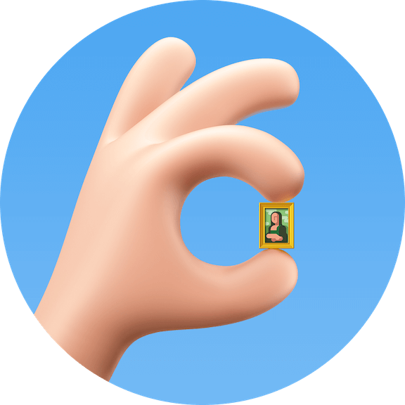 Optimizt avatar: OK sign with Mona Lisa picture between the fingers