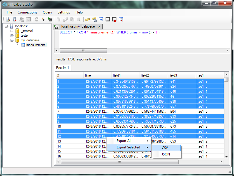 Exporting Database Results