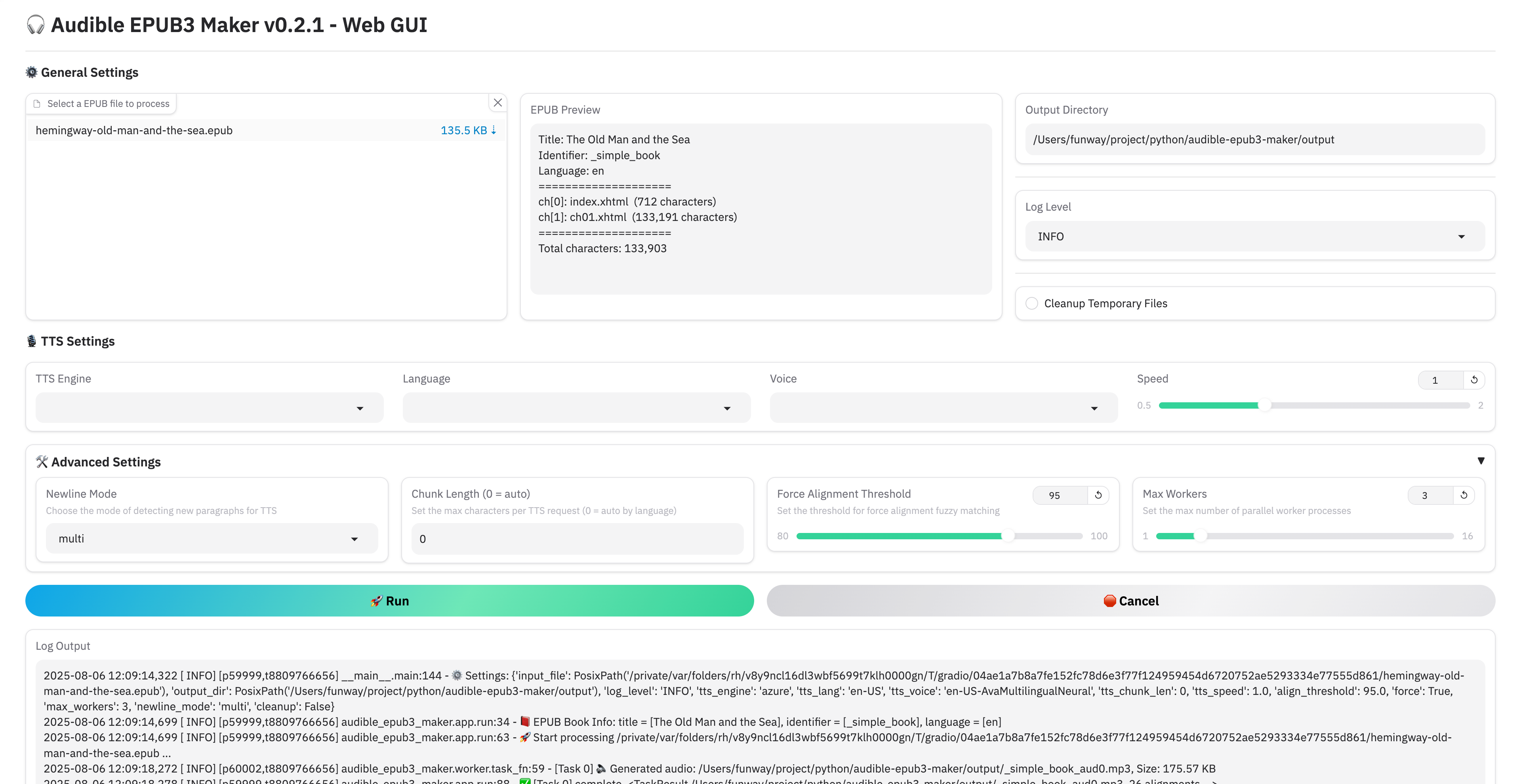Web GUI Screenshot