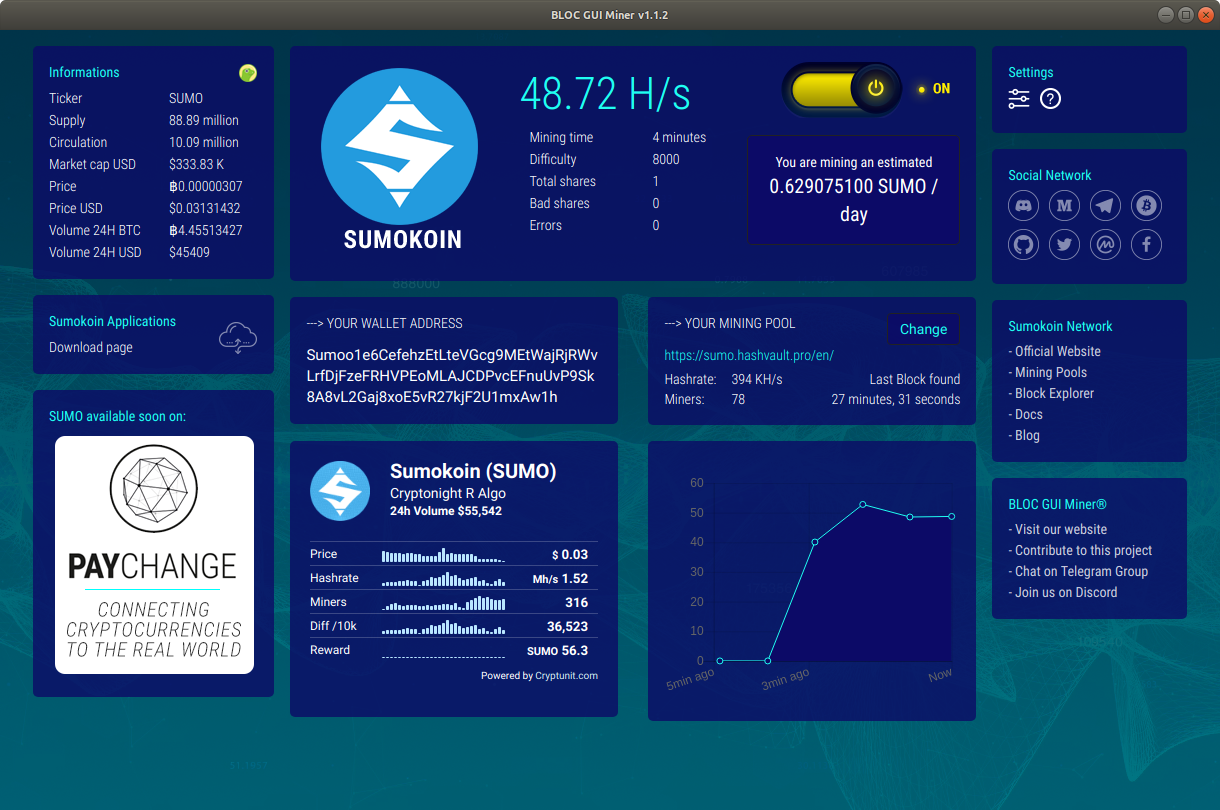 BLOC GUI Miner Mining SUMO