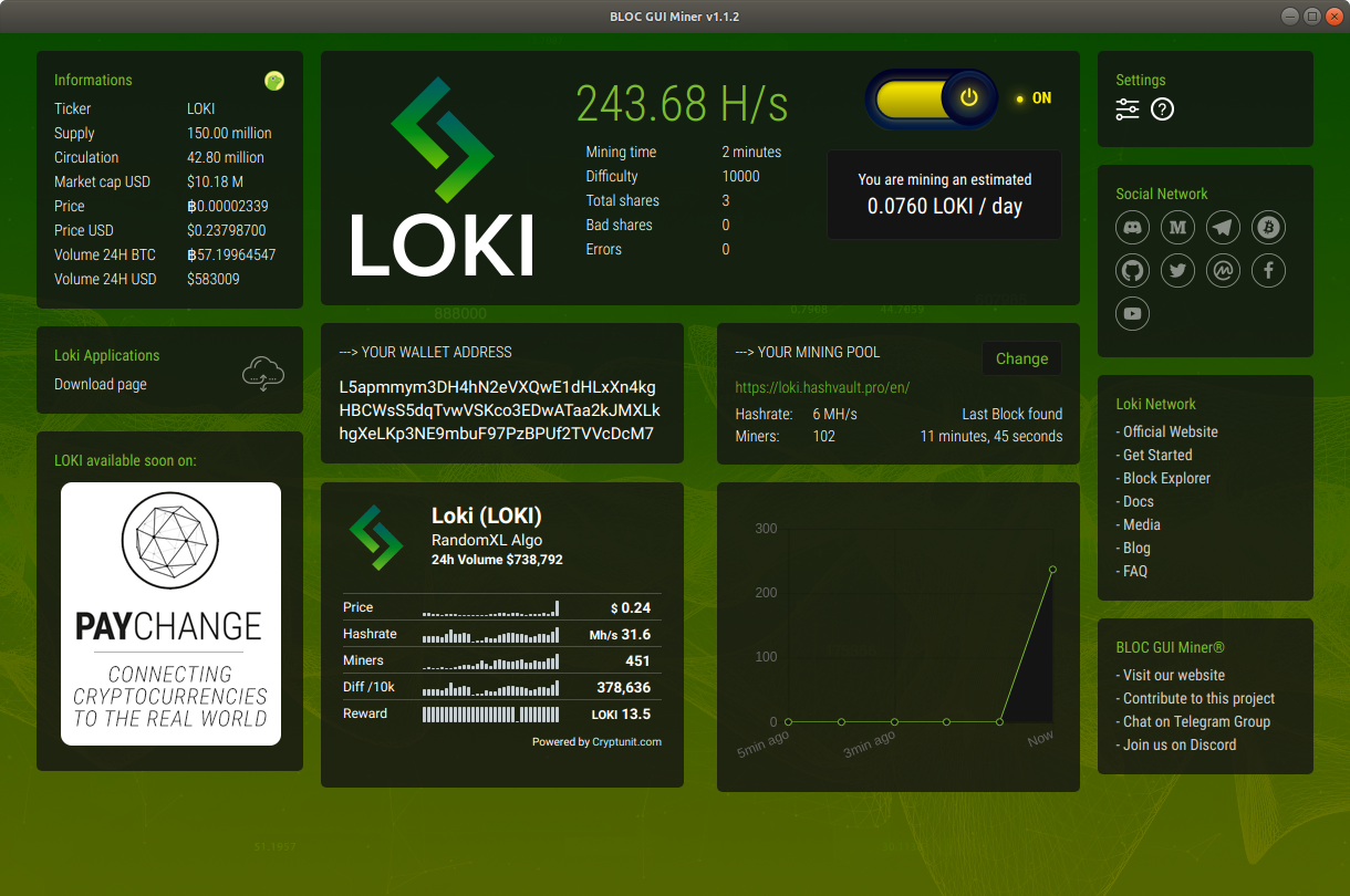 BLOC GUI Miner Mining LOKI