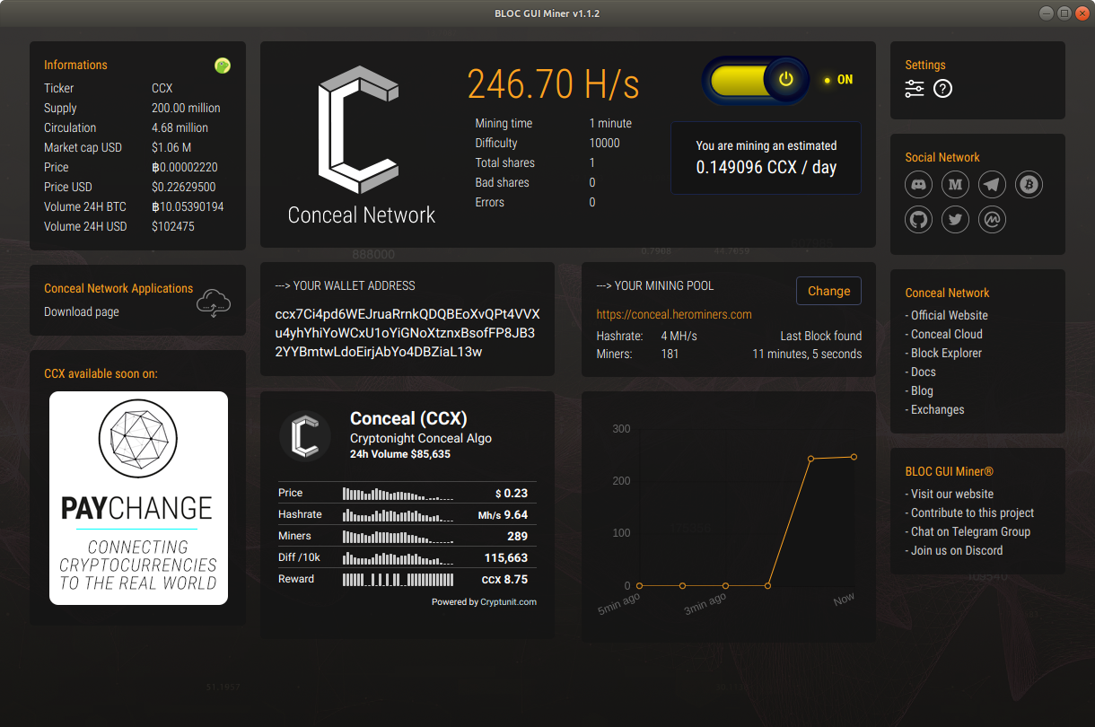 BLOC GUI Miner Mining CCX