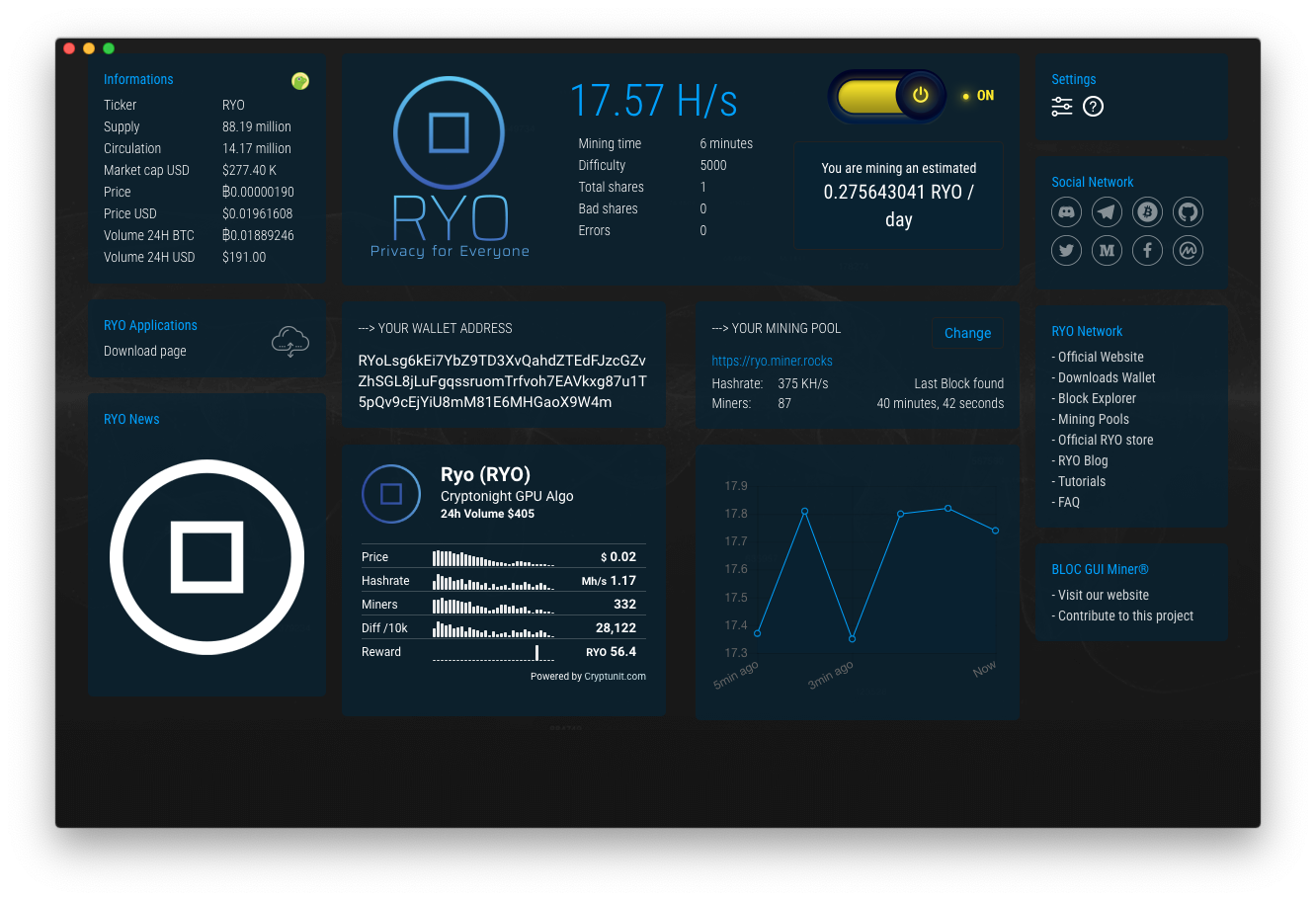 BLOC GUI Miner Mining RYO