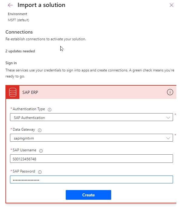 Create SAP Connection