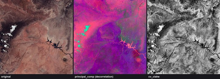 衛星画像の岩相 decorrelation stretch