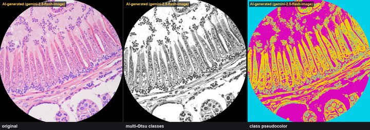 H&E 組織切片風画像の multi-Otsu 分類