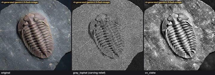 三葉虫の体節を浮き彫り強調