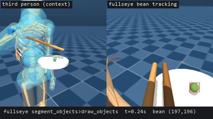 evis's chopstick-tip camera footage with Fullseye's segment_objects → draw_objects applied every frame to track the bean (click to play mp4)