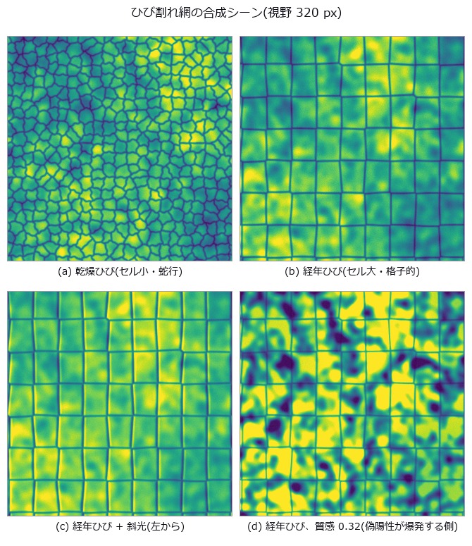 Craquelure networks — of three indicators, only junction degree breaks under imaging conditions