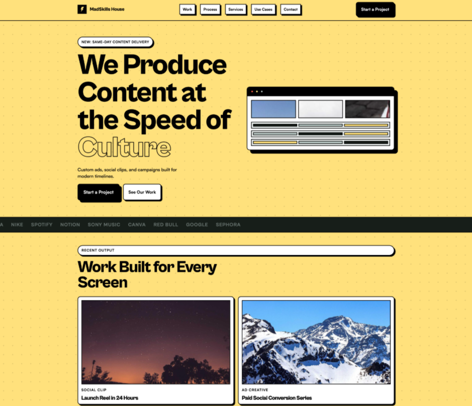 Content agency marketing site built with FuseBase Flow