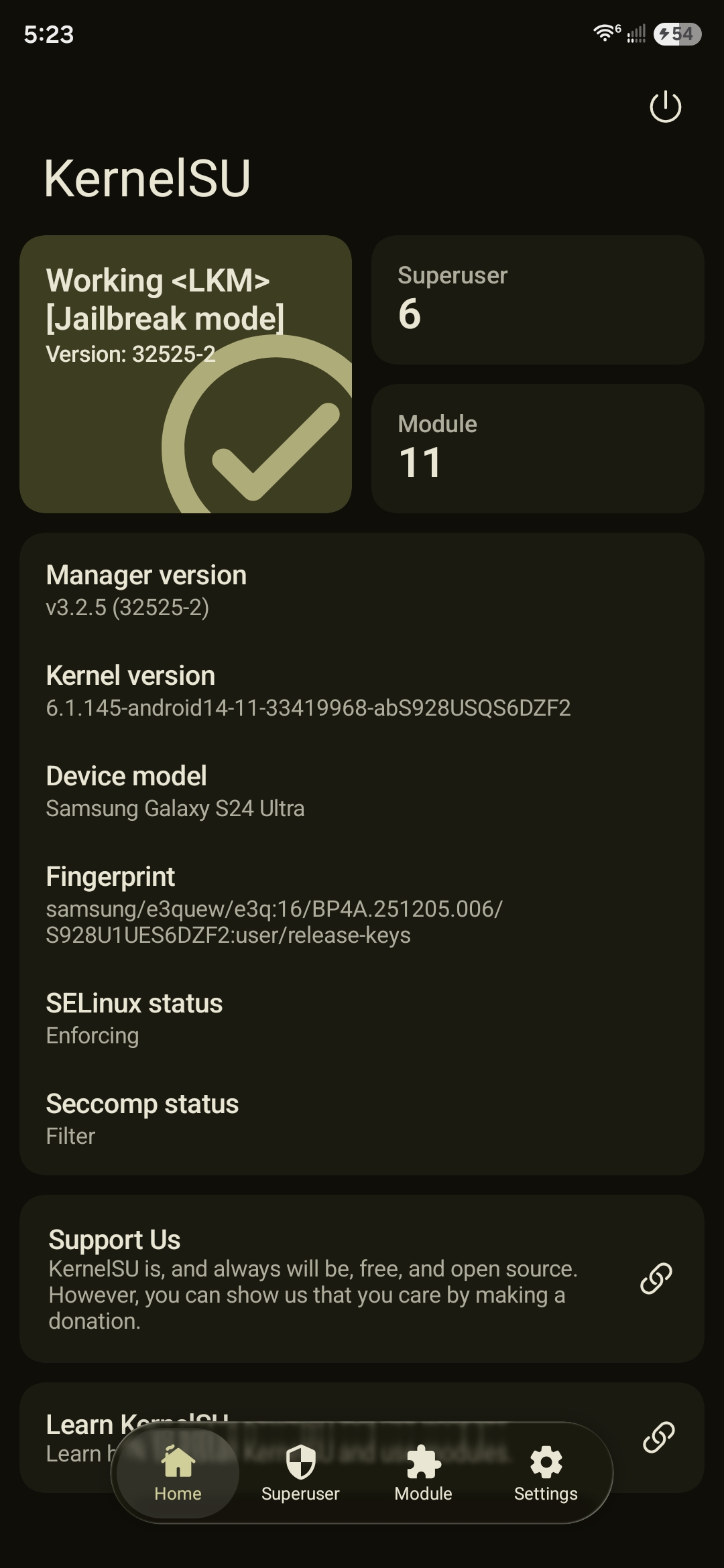 KernelSU Manager on SM-S928U1 DZF2