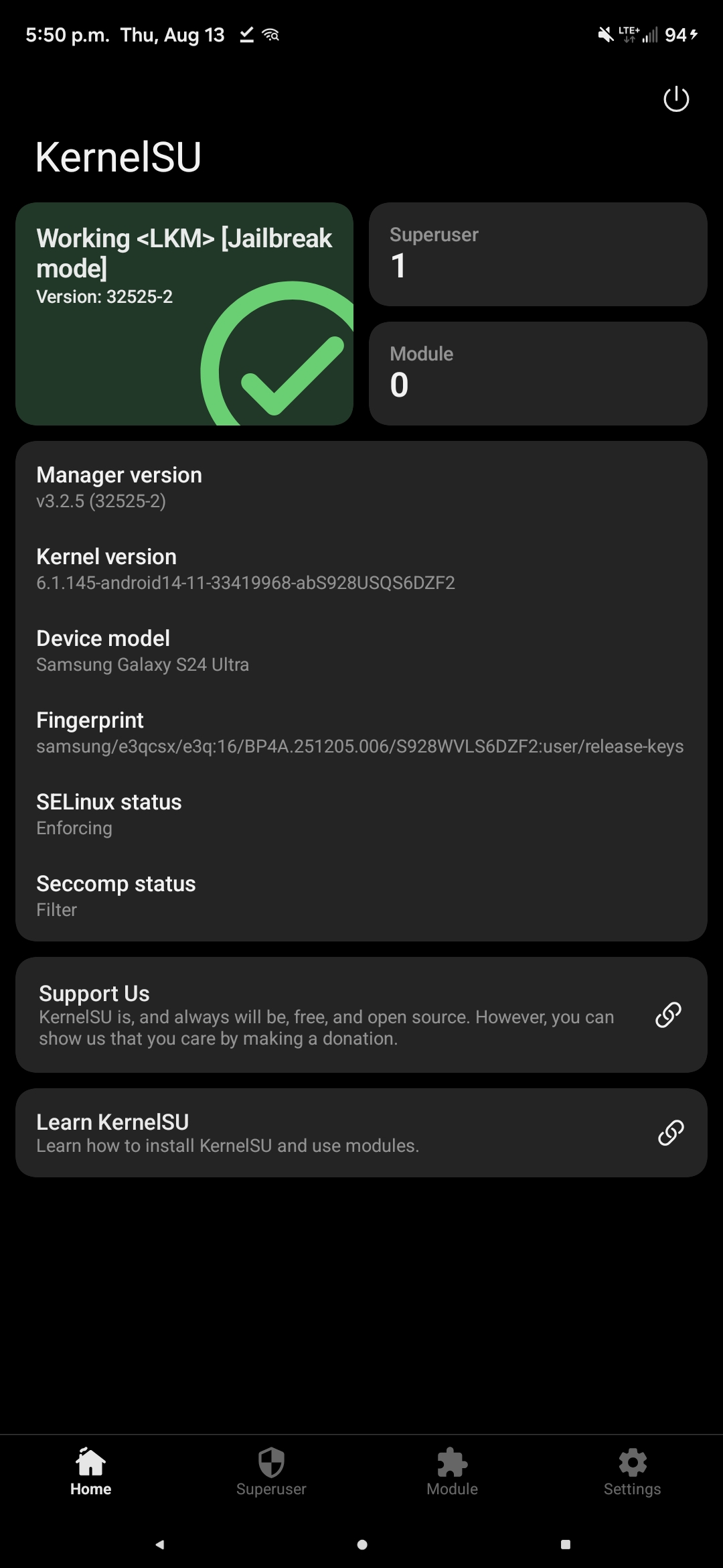 KernelSU Manager on SM-S928W DZF2