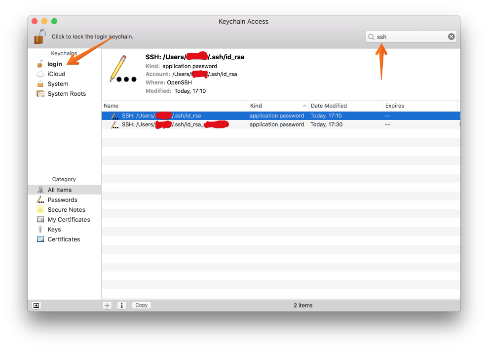 removing a key form remote ssh on mac