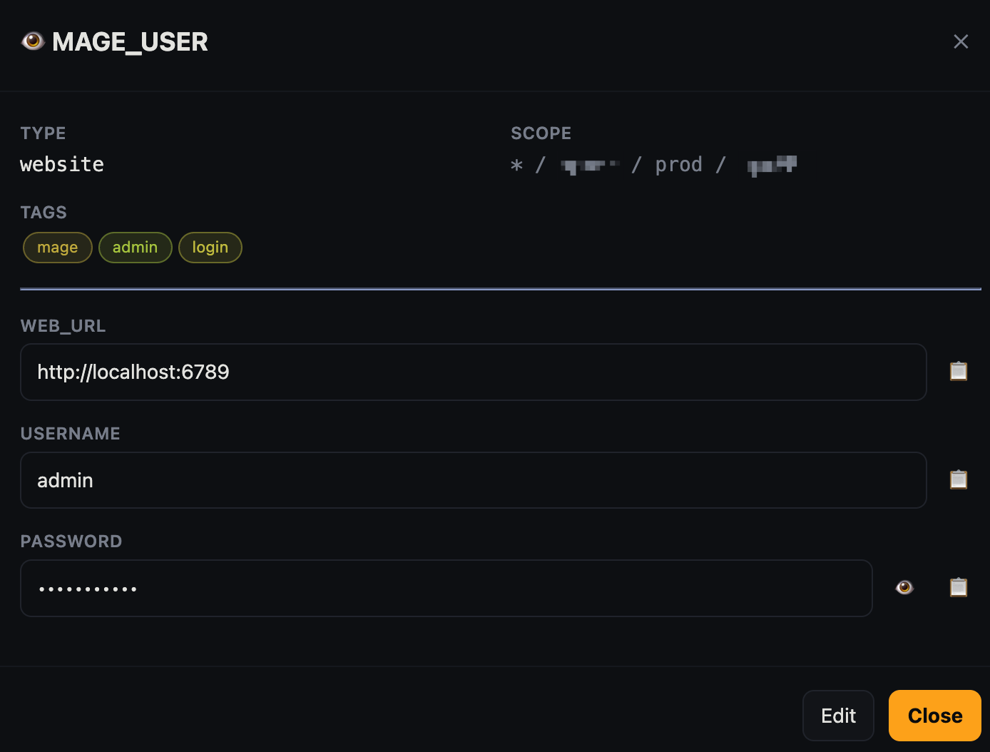 Website login form