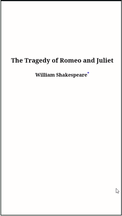 Footnote in Shakespear's Romeo and Juliet's animated (in Lithium Viewer)