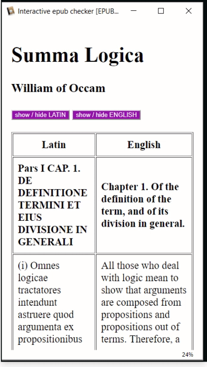 Show hide columns in bilingual: texts here Occam's Summa Logica