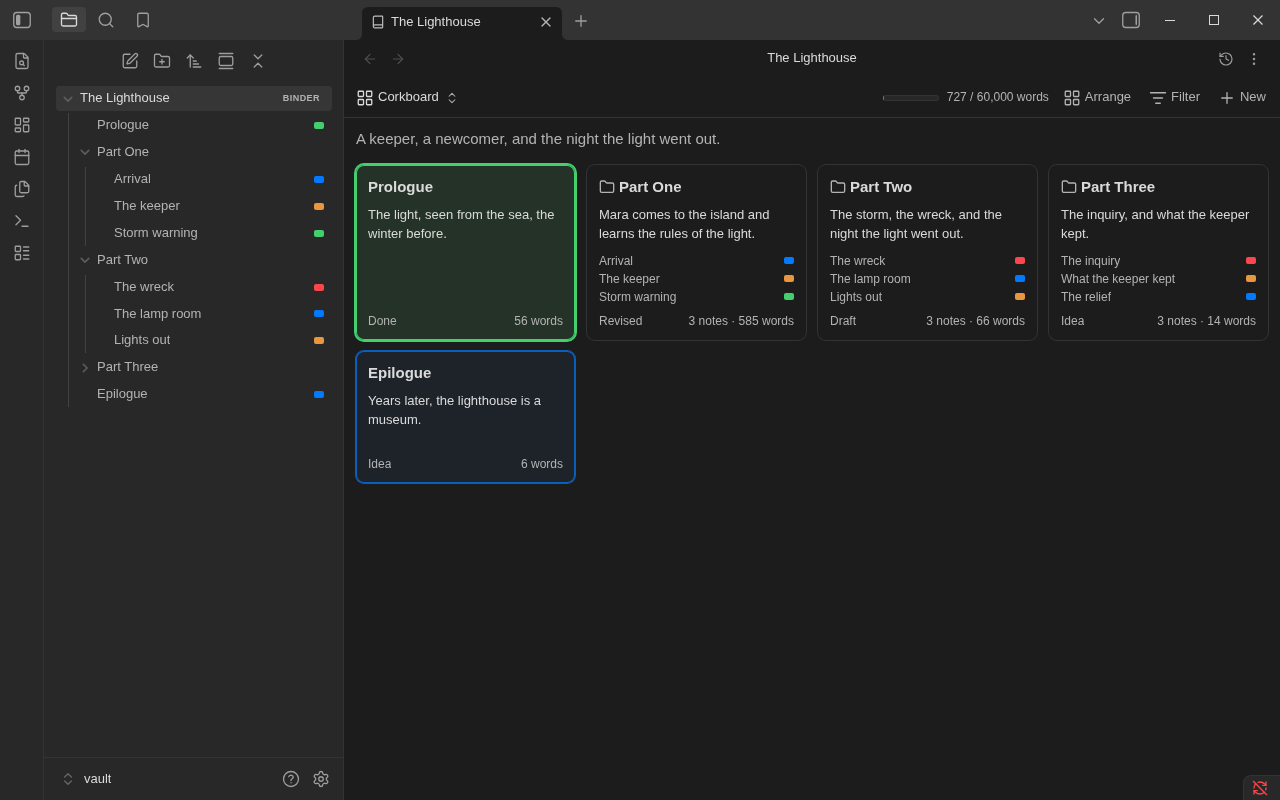 Binders screenshot — Corkboard