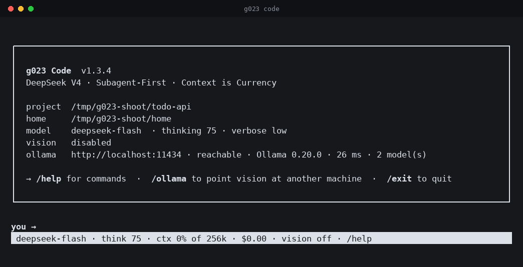g023 Code starting up and working through a request