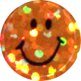 Orange sparkly smiley face sticker