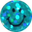 Teal sparkly smiley face sticker