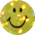 Yellow sparkly smiley face sticker