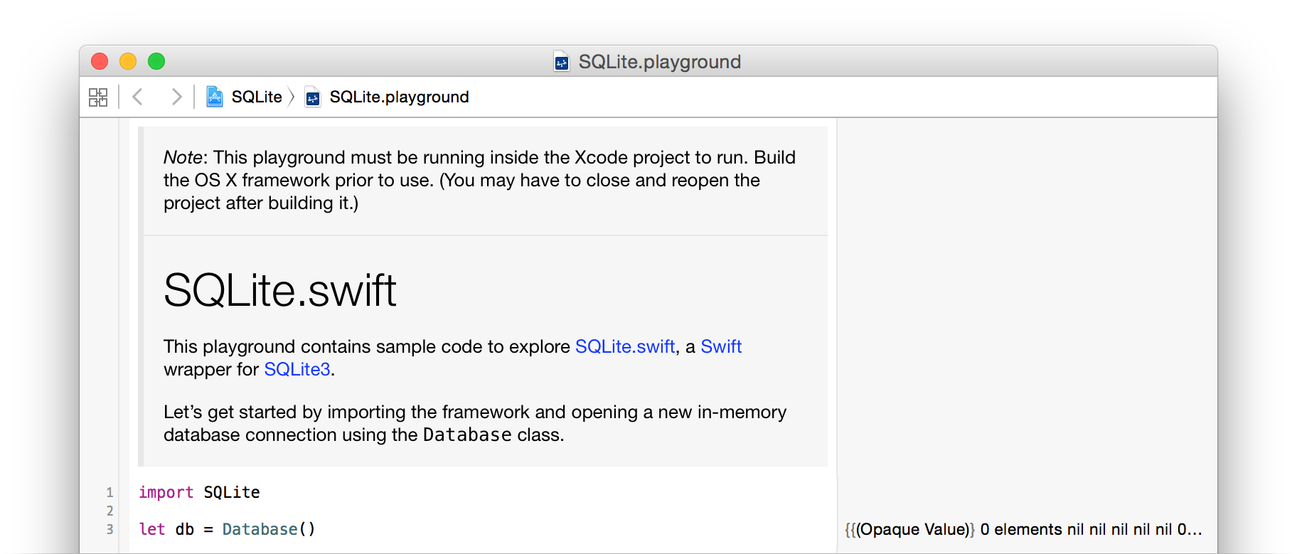 SQLite.playground Screen Shot