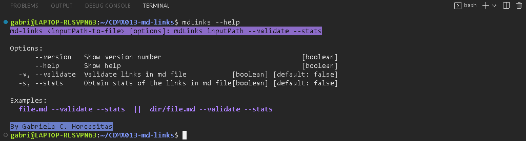 mdLinks --help