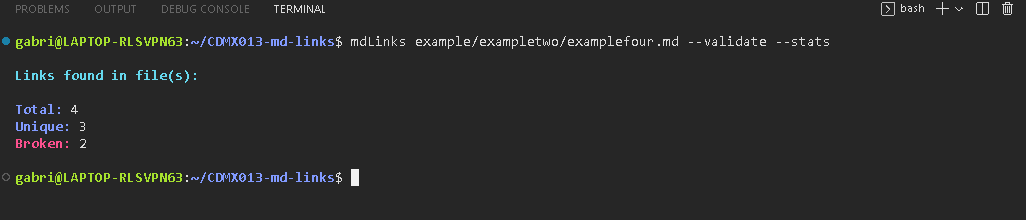 mdLinks path --validate --stats