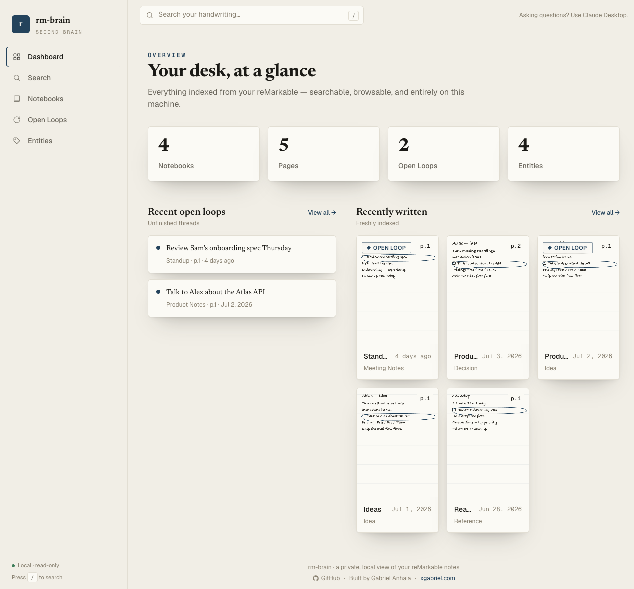 rm-brain web — Dashboard