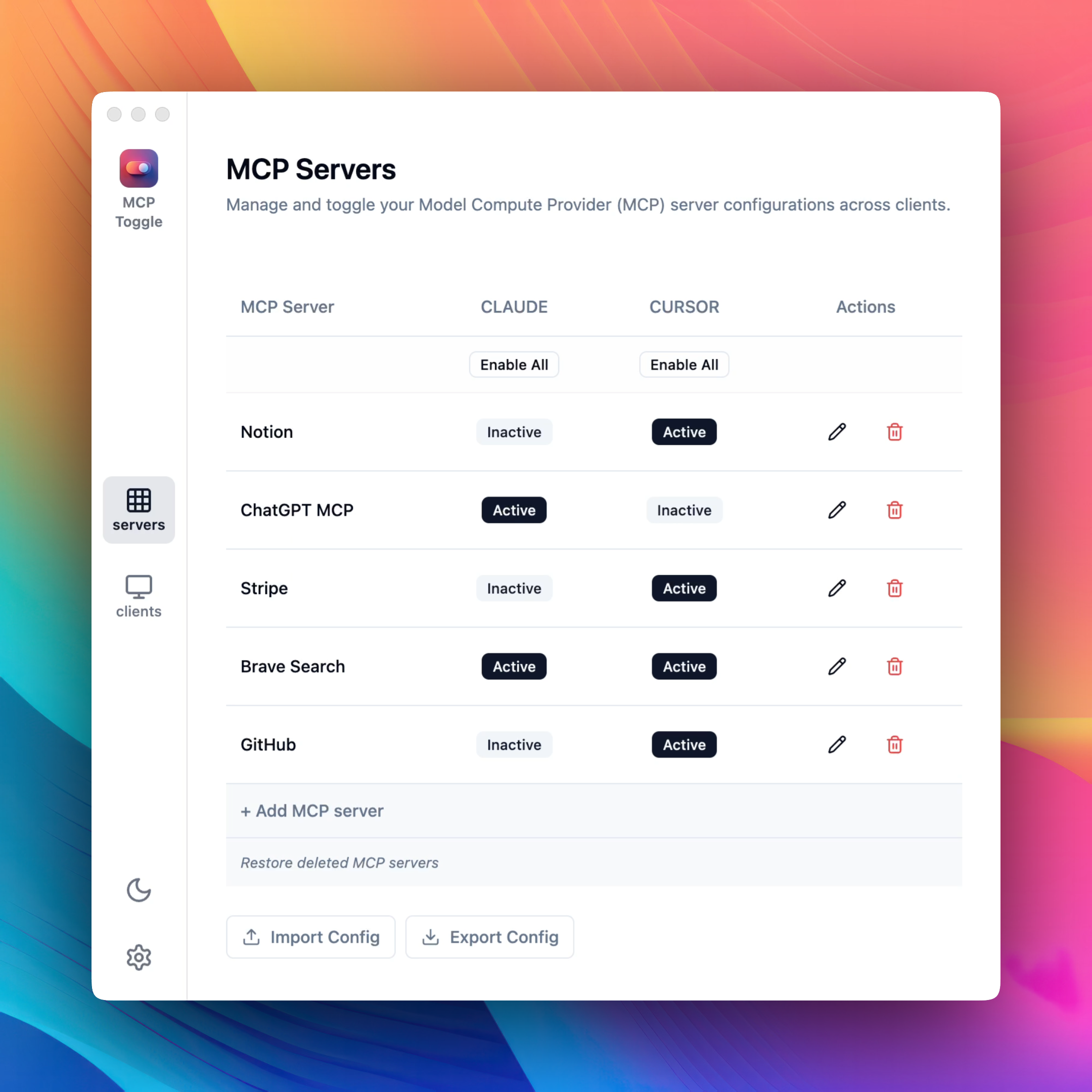 MCP Server Manager Interface
