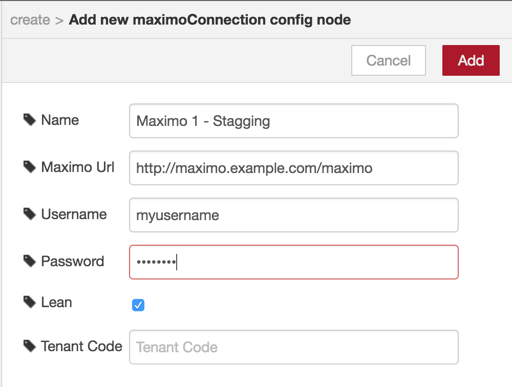 Maximo Connection create