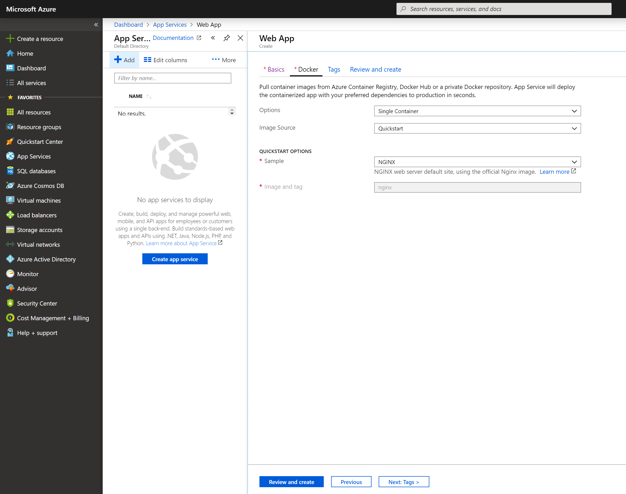 Choose a Docker image for your app service