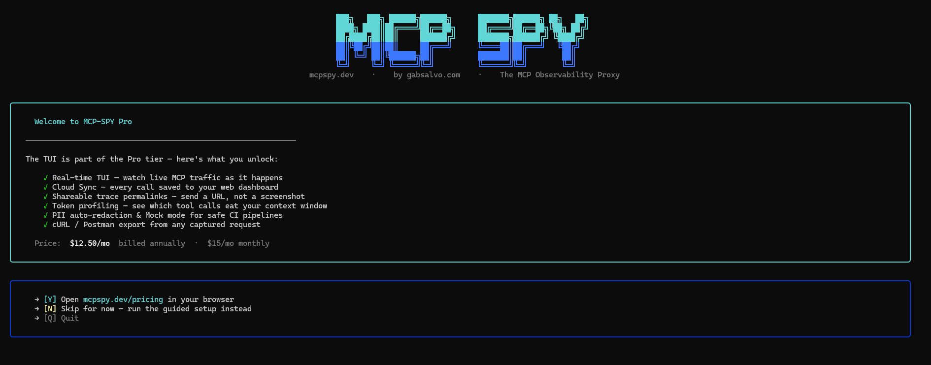 MCP-SPY Welcome Screen