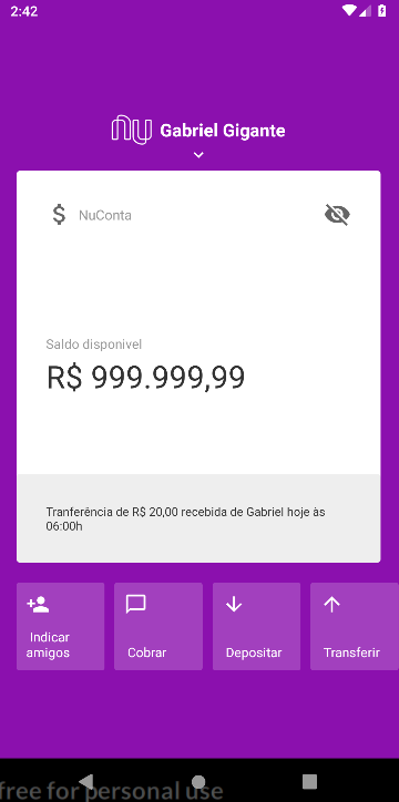 GitHub - gagigante/NU-Bank-UI: Tela inicial do App Nu Bank criada com ...