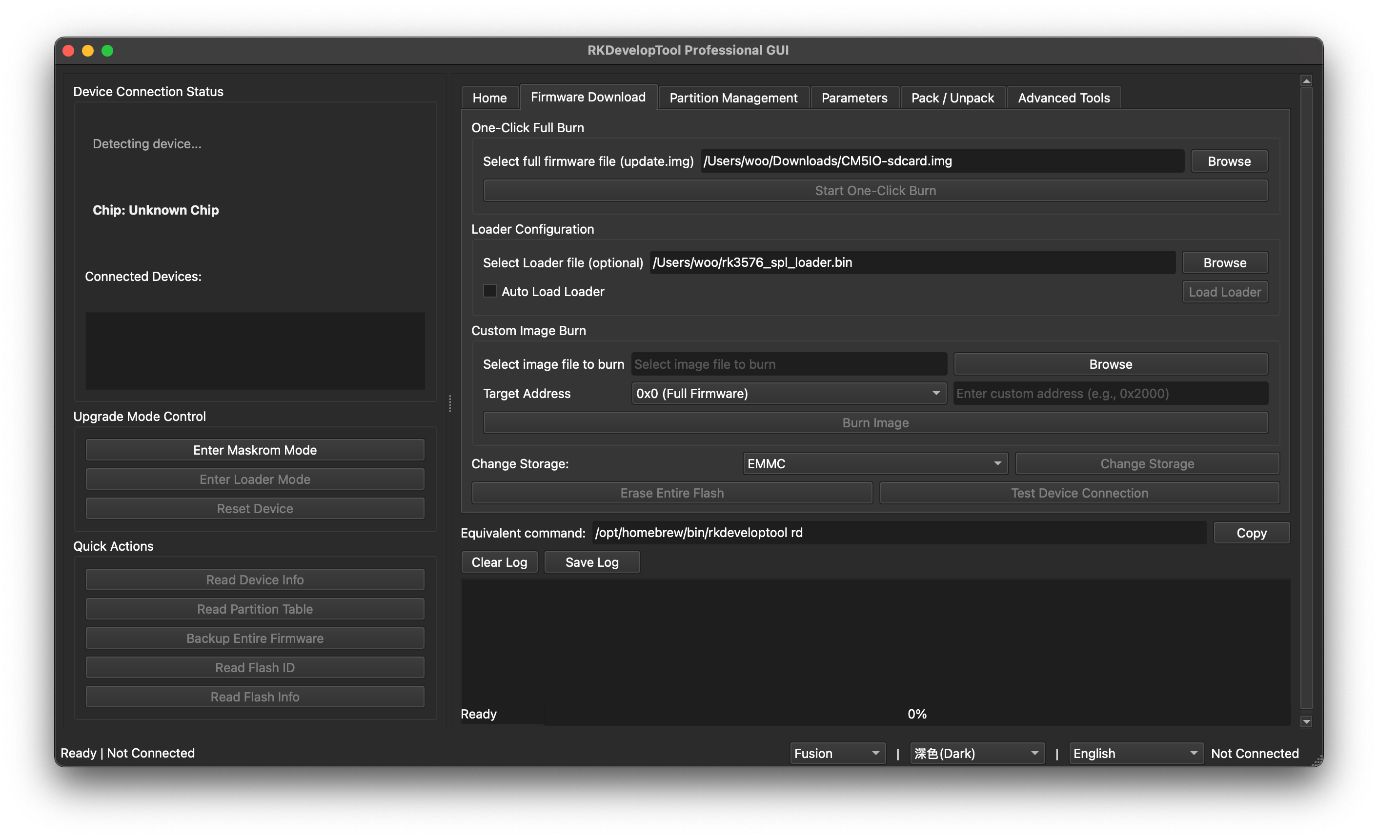 Screenshot of RKDevelopTool-GUI
