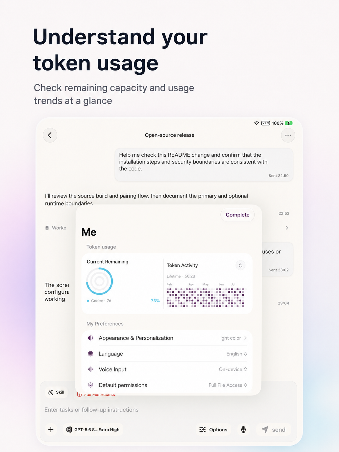 Mimi Remote settings and token usage on iPad