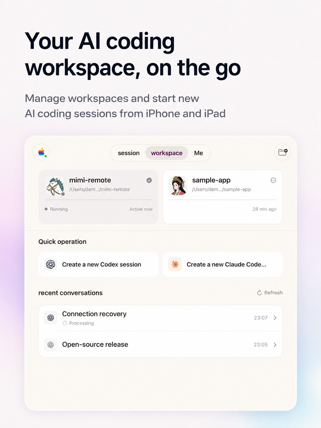 Mimi Remote workspace on iPad