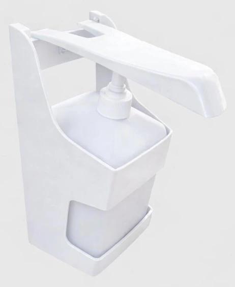 Dispenzer za dezinfekciju na potisak laktom, 1000 ml — beli