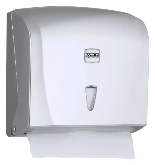 Dispenzer za papirne ubruse Z-savijanja, kapacitet 200 ubrusa — metalik