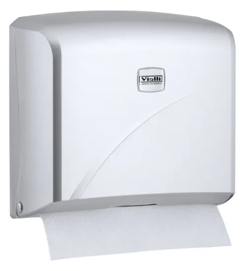 Dispenzer za papirne ubruse Z-savijanja, maks. širina papira 22 cm — metalik