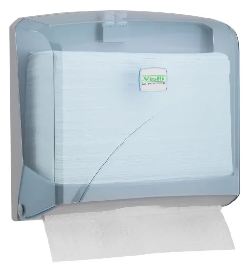 Dispenzer za papirne ubruse Z-savijanja, maks. širina papira 22 cm — transparentni