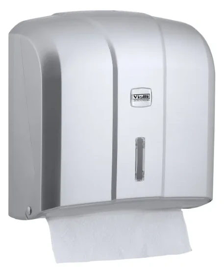 Dispenzer za papirne ubruse C-V, kapacitet 300 ubrusa — metalik