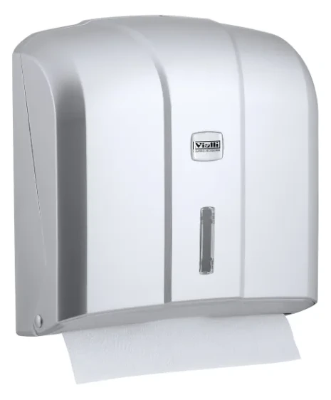 Dispenzer za papirne ubruse Z-savijanja, kapacitet 300 ubrusa — metalik