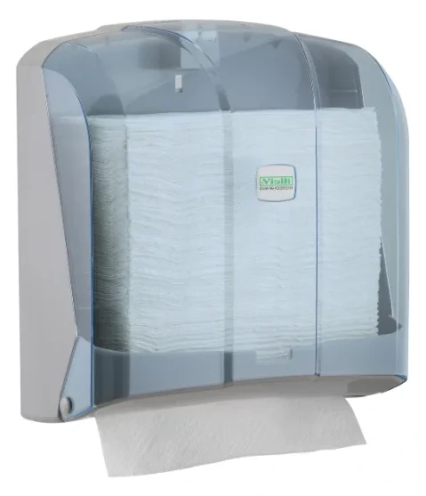 Dispenzer za papirne ubruse Z-savijanja, kapacitet 300 ubrusa — transparentni