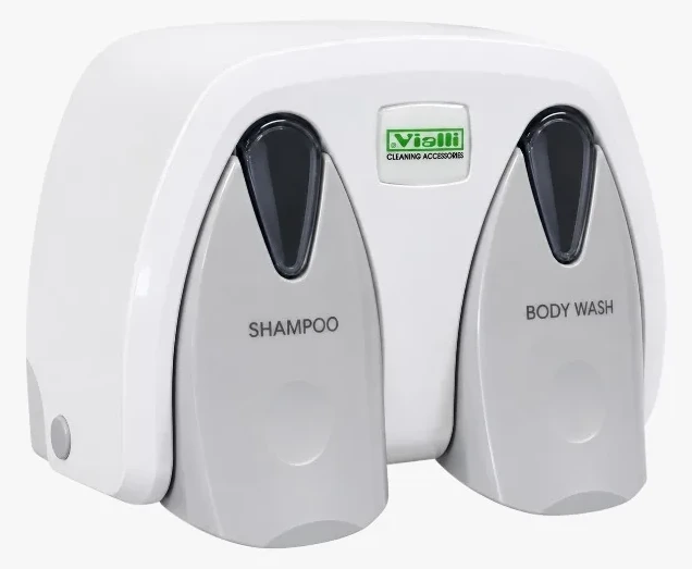 Dvostruki dispenzer za šampon i gel za tuširanje 2 × 175 ml — beli
