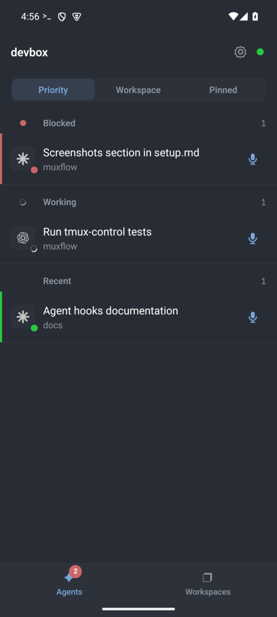 Muxflow mobile agents list