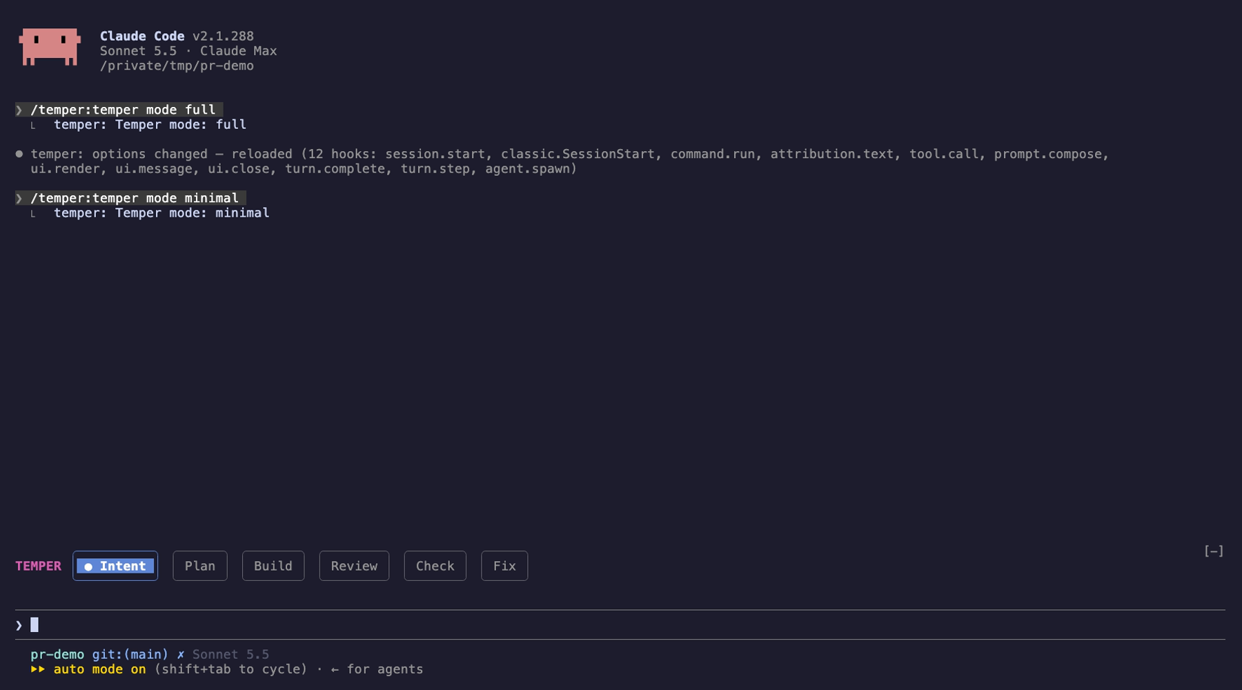 Minimal mode, dark: the phase bar only
