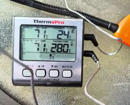 Phoenix Inferno heat shield undergoing 280 degree Celsius temperature test