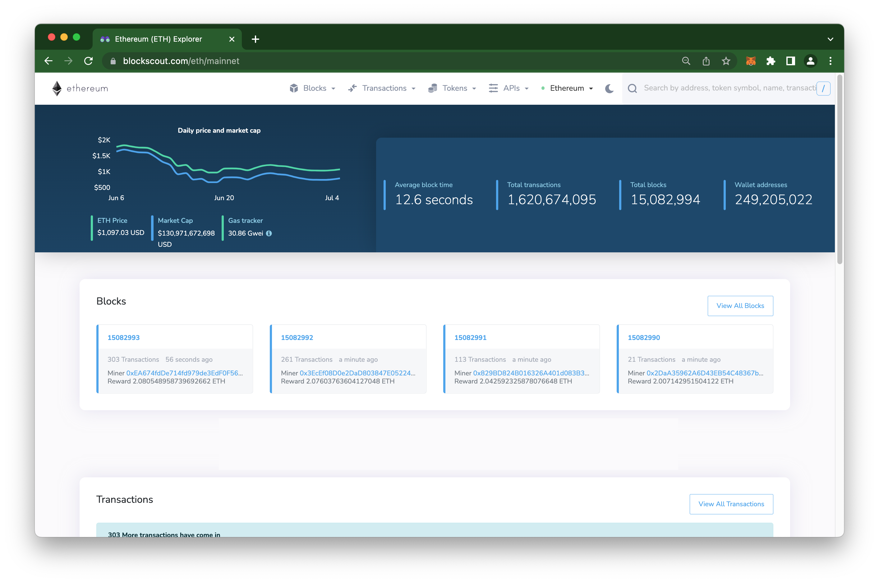 Blockscout Ethereum mainnet version