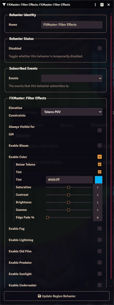 Filter Effects Management